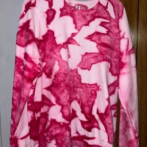 Tultex Pink Tie-Dye Crew Neck Sweater